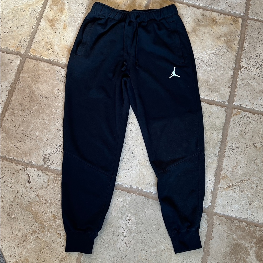 Jordan Black Joggers with Red Logo